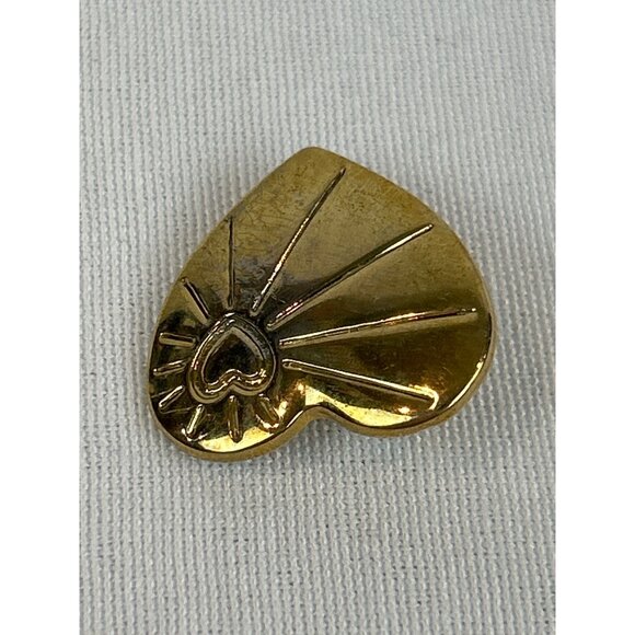 90s Heart Shaped GoldTone Pin Brooch Sunburst By The Variety Club - Picture 7 of 8